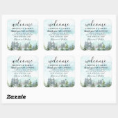 Winter Bos Bruiloft Welkom gunst dank u Vierkante Sticker (Vel)