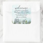 Winter Bos Bruiloft Welkom gunst dank u Vierkante Sticker (Tas)