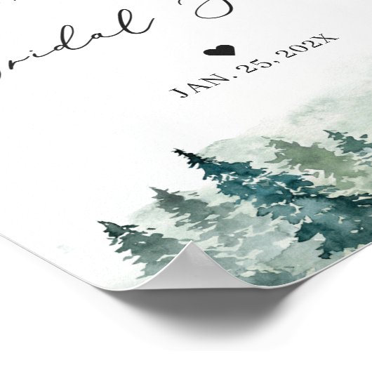 Winter bos dennenbomen bruiloftssalon bord poster (Hoek)