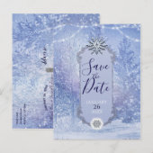 Winter Bos Dennenbomen Sneeuwvlokken Bewaar de Dat Aankondigingskaart (Voorkant / Achterkant)