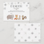 Winter Bos Dier, Luier Raffle Ticket Informatiekaartje (Voorkant / Achterkant)