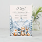 Winter Bos Dieren Baby Shower Kaart (Staand voorkant)