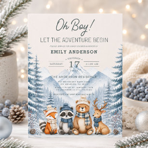 Winter Bos Dieren Baby Shower Kaart