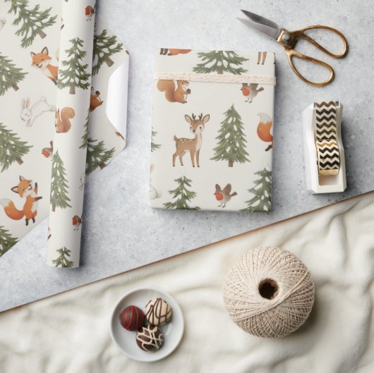 Winter Bos Dieren Kerstmis Cadeaupapier (Crafts)