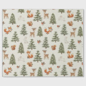 Winter Bos Dieren Kerstmis Cadeaupapier (Vlak)