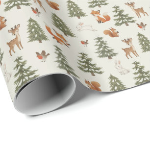 Winter Bos Dieren Kleine Kerstmis Cadeaupapier