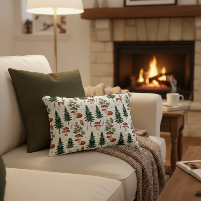 Winter Bos Dieren Sierkussen Accent Kussen (Winter Woodland Forest Animals Decorative Pillow)