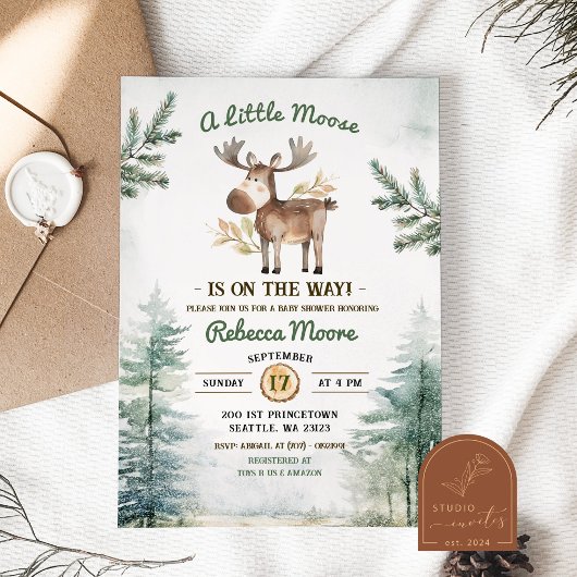 Winter Bos Eland Baby Shower Kaart