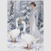 Winter Bos Gans Dame Zilver Accenten TMF26 Tissuepapier (Voorkant)