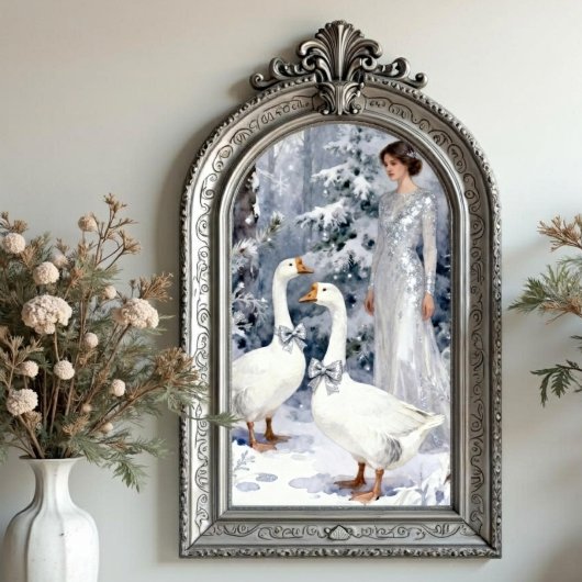 Winter Bos Gans Dame Zilver Accenten TMF26 Tissuepapier