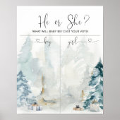 Winter bos Geslacht onthullen Jongen of Meisje gra Poster (Voorkant)