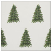 Winter Bos Groene Kerstboom Patroon Wit Stof (Swatch)