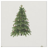 Winter Bos Groene Kerstboom Patroon Wit Stof (Close Up)