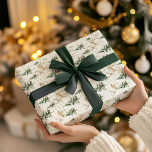 Winter Bos Hert Kerst Inpakpapier