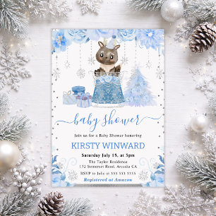Winter Bos Herten Baby Shower Kaart