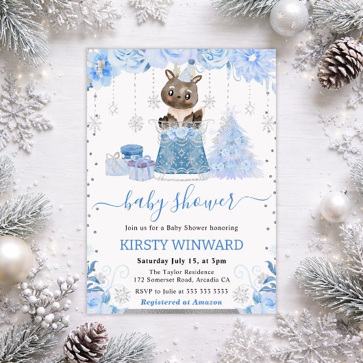 Winter Bos Herten Baby Shower Kaart