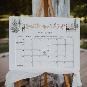 Winter bos herten gouden folie raden de vervaldatu poster