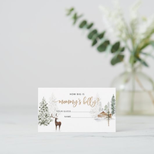 Winter bos herten hoe groot is mama buik informatiekaartje (Staand voorkant)