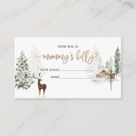 Winter bos herten hoe groot is mama buik informatiekaartje (Voorkant)