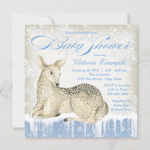Winter Bos Herten Jongen Baby Shower Uitnodigingen