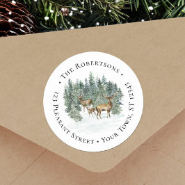 Winter Bos Herten Kerstmis Ronde retour Adres Sticker