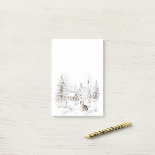 Winter bos herten  post-it® notes (Op bureau)
