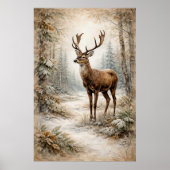 Winter Bos Herten Poster (Voorkant)