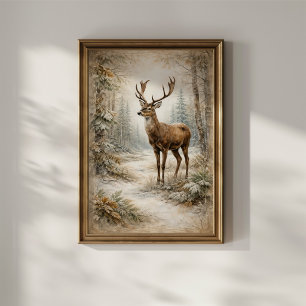 Winter Bos Herten Poster