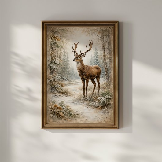 Winter Bos Herten Poster