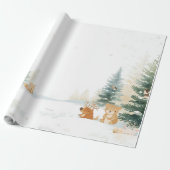 Winter Bos Inpakpapier – Besneeuwde Dennen (Uitgerold)