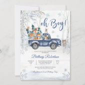 Winter Bos Jongen Baby Shower Uitnodiging (Voorkant)