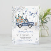 Winter Bos Jongen Baby Shower Uitnodiging (Staand voorkant)