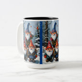 Winter Bos Kabouters Tweekleurige Koffiemok (Voorkant links)