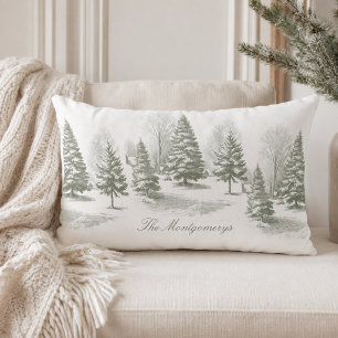 Winter Bos Kerstboom Dennnen Initiaal Kussen