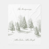 Winter Bos Kerstboom Dennnen Monogram Fleece Deken (Voorkant)