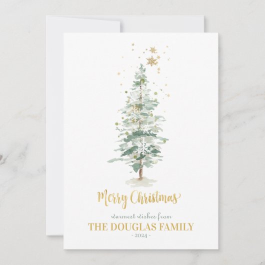 Winter Bos Kerstboom Kaart (Voorkant)