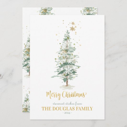 Winter Bos Kerstboom Kaart (Voorkant / Achterkant)