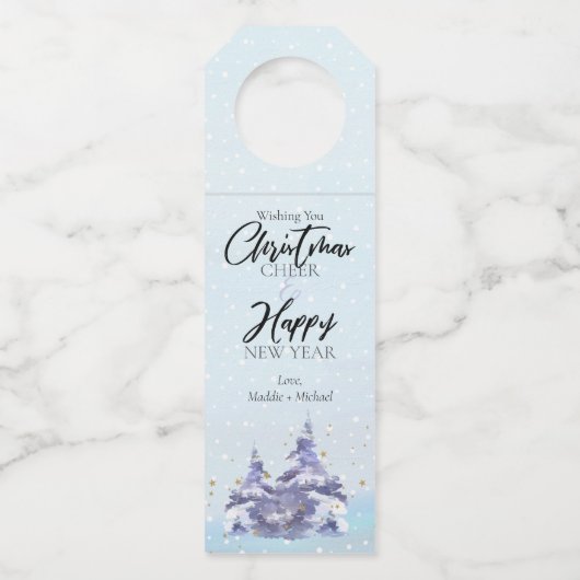 Winter Bos Kerstfles Hanger Label 🎁 (Voorkant)
