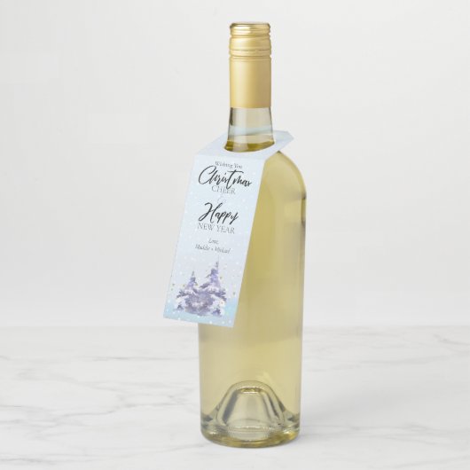 Winter Bos Kerstfles Hanger Label 🎁 (Schuin)