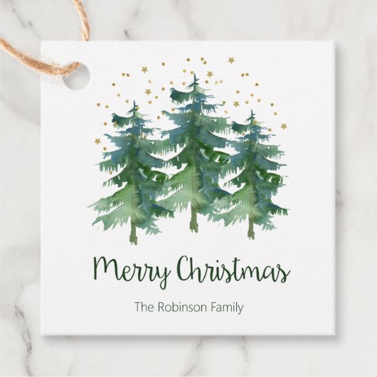Winter Bos Kerstmis Bedankjes Labels (Voorkant)