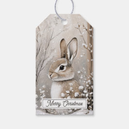 Winter Bos Kerstmis Cadeaulabel