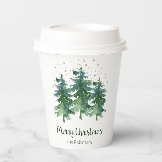 Winter Bos Kerstmis Papieren Bekers (Voorkant)