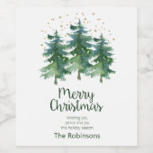 Winter Bos Kerstmis Wijnlabel Wijn Etiket (Enkel label)