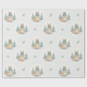 Winter Bos Konijn Baby Shower Cadeaupapier (Vlak)