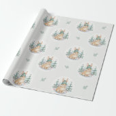 Winter Bos Konijn Baby Shower Cadeaupapier (Uitgerold)