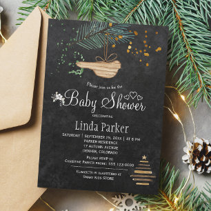 Winter bos krijtbord aquarel babyshower kaart