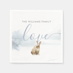 Winter Bos Landschap Haas Kerst Vakantie Servet