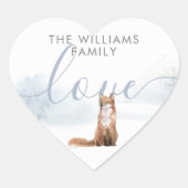 Winter Bos Landschap Vos Hart Sticker (Voorkant)