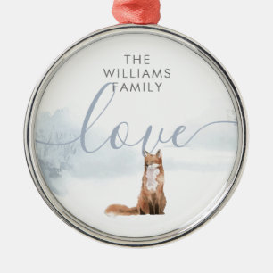 Winter Bos Landschap Vos Metalen Ornament