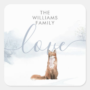 Winter Bos Landschapsvos Vierkante Sticker